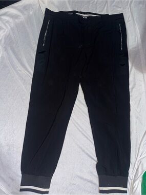 Karl Lagerfeld Black Joggers with Zip Pockets and Striped Cuffs